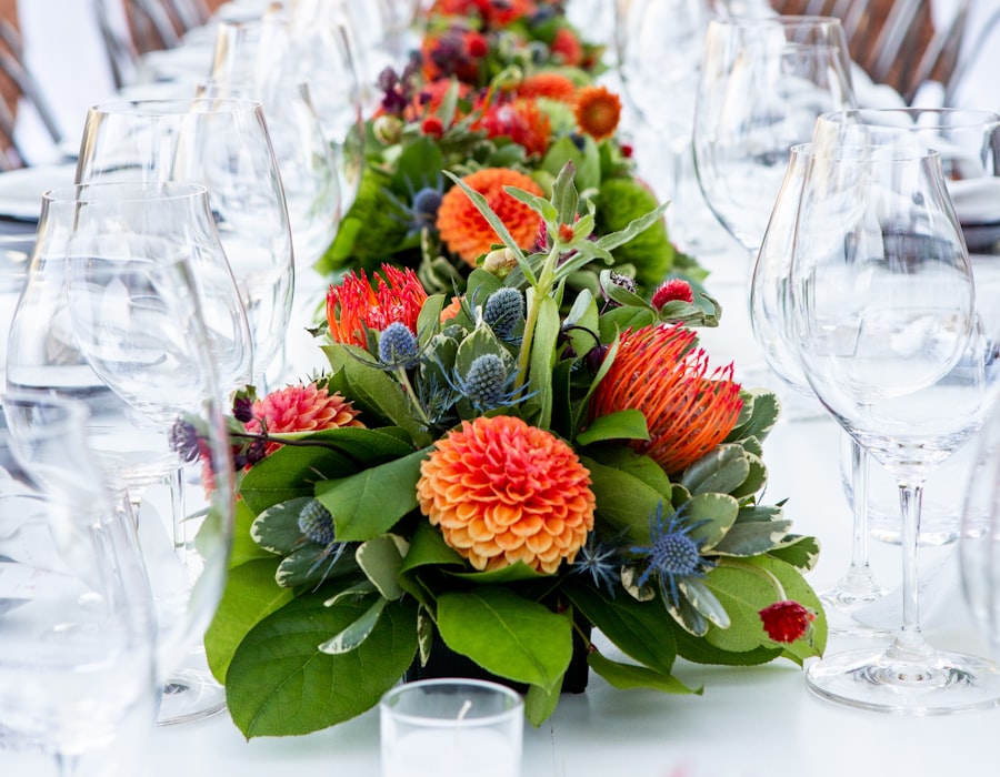 Festbord med blomster